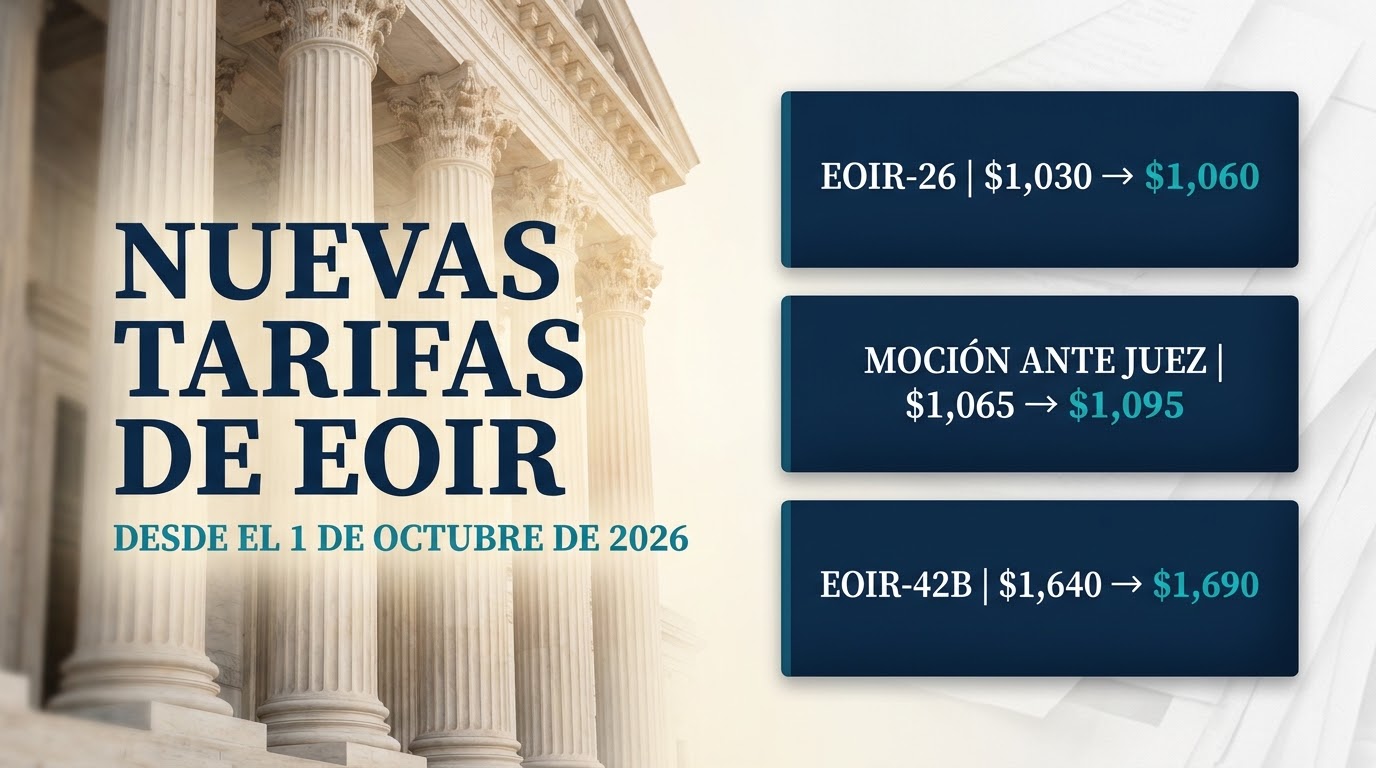 EOIR — Nuevas tarifas desde 1 OCT 2026